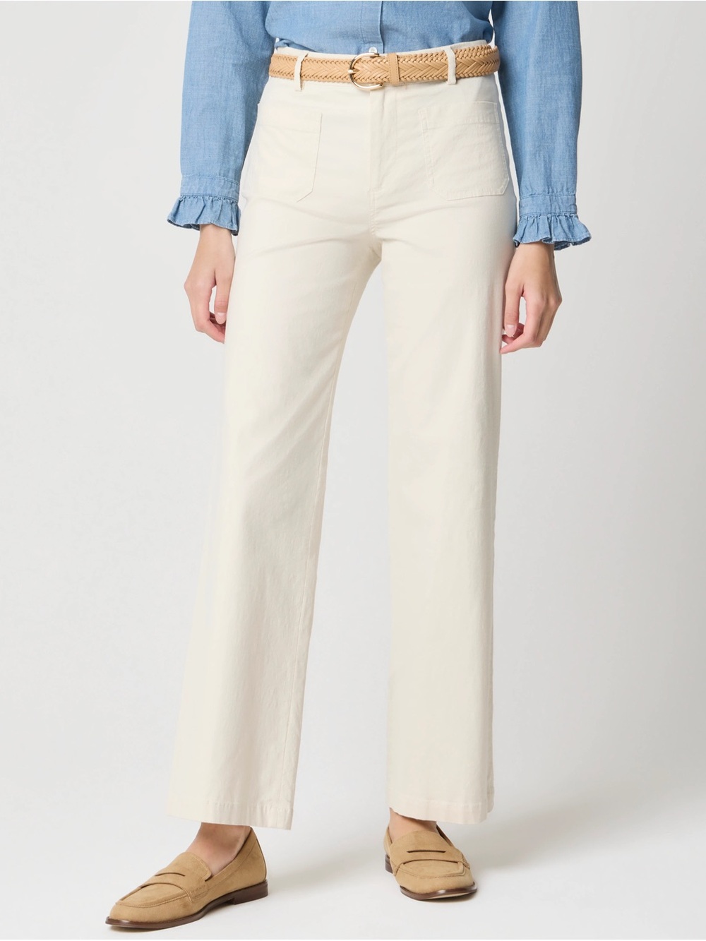 J. Crew Lizzie Neutral Cotton Linen Blend Coastal Wide Leg Pants Women’s Size 32
